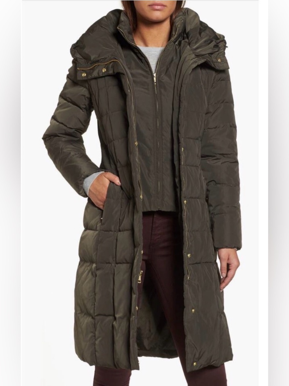Cole Haan Signature Down Coat in Olive Green - Size M
